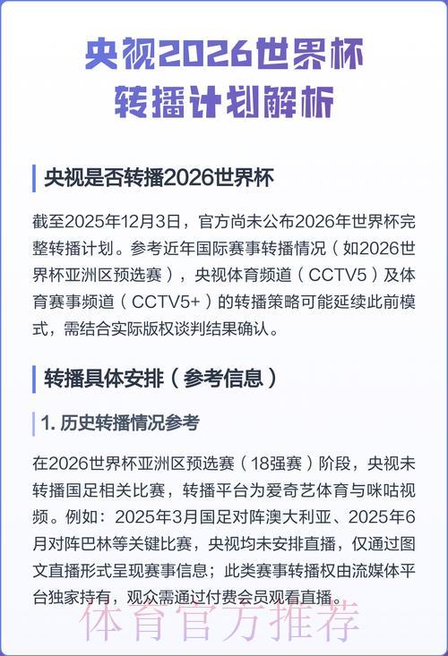 2026年世界杯最新直播平台全面盘点 2026年世界杯最新直播平台全面盘点